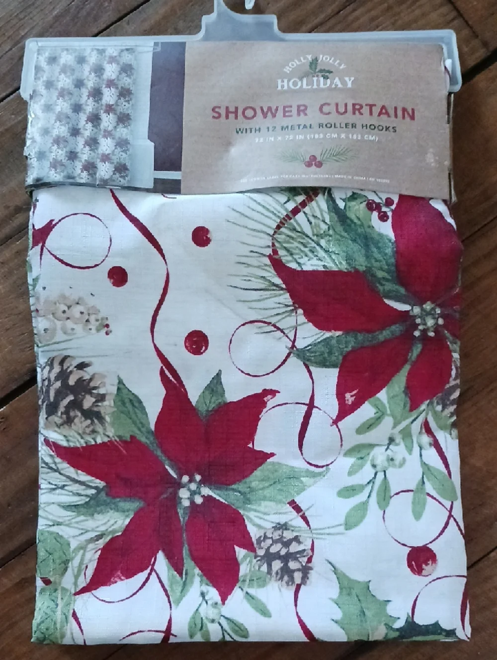 Holiday Poinsettia Shower Curtain 72